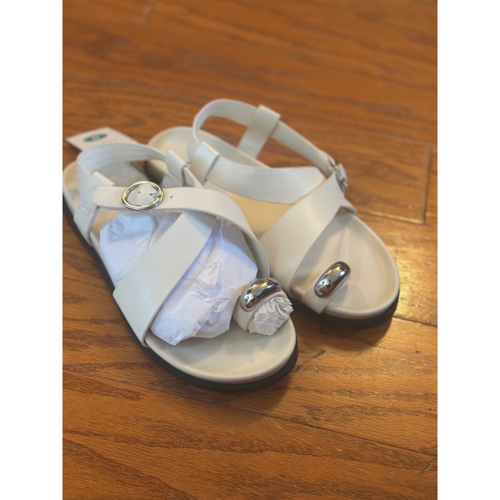 A New Day Penelope Bone White Toe Ring Slingback Sandals Womens 8 New